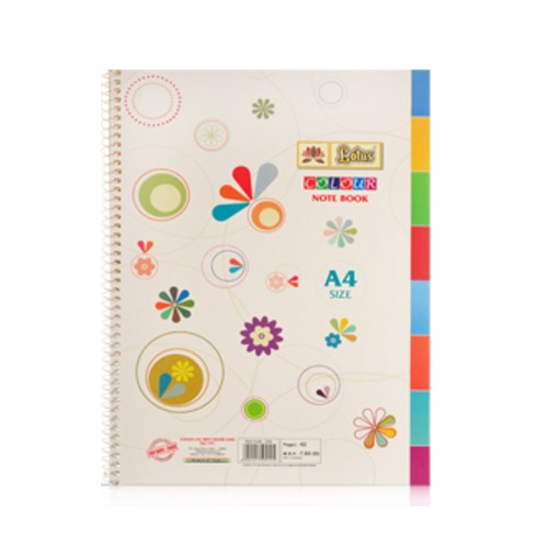 Lotus Spiral Binding Ruled Colour Note Book, Size: A4 (42 Pages)